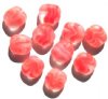 10 16x15x8mm Matte Red, White & Clear